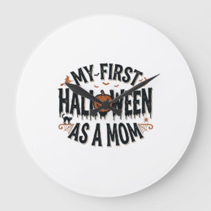 My First Halloween as a Mom Vintage Halloween Desi Large Clock
