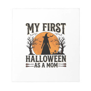 My First Halloween as a Mom Vintage Halloween Desi Notepad