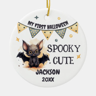 My First Halloween - Cute Baby Bat Customizable Ceramic Ornament