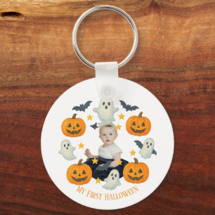 My First Halloween Cute Pumpkin & Ghost Wreath - Keychain