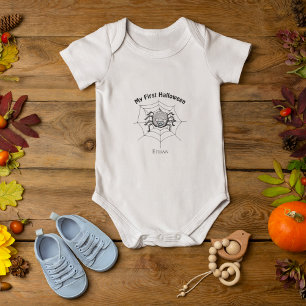 My First Halloween Cute Spider Personalized Boy Baby Bodysuit