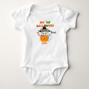 My First Halloween Ghost Cat Baby Bodysuit