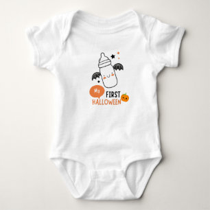 MY FIRST HALLOWEEN MOM with CUTE BABY BOTTLE. Bodysuit