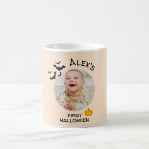 My First Halloween Mug Custom Photo Pumpkin & Bats