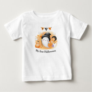 My first Halloween Orange Boo Ghost baby T-Shirt
