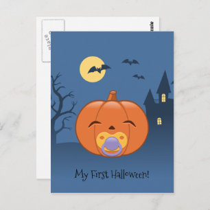 My First Halloween Pacifier Pumpkin Postcard