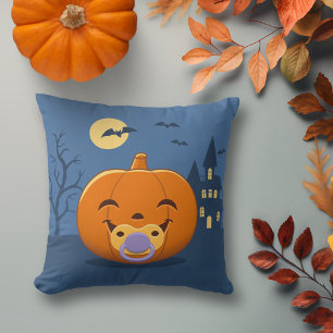 My First Halloween Pacifier Pumpkin Throw Pillow