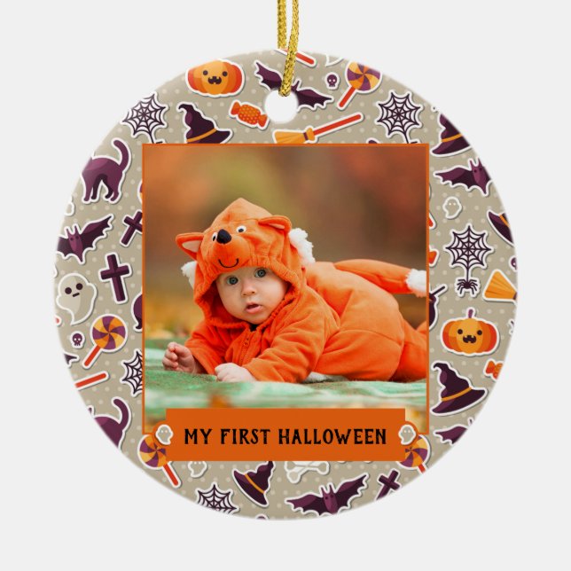 My First Halloween Photo Ceramic Ornament (Front)