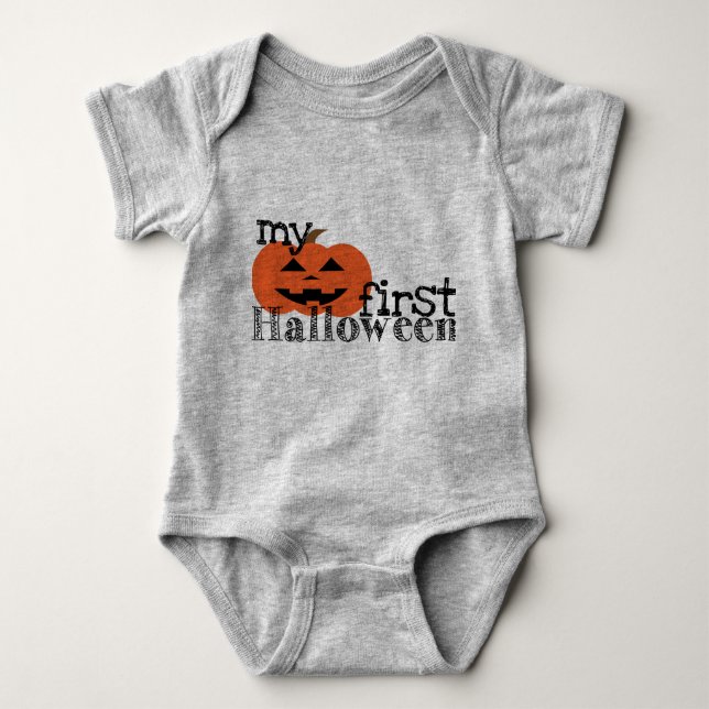 My First Halloween Pumpkin Romper (Front)