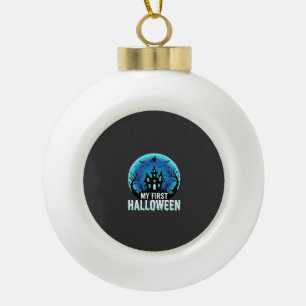 My First Halloween Spooky Haunted House Design_1 Ceramic Ball Christmas Ornament