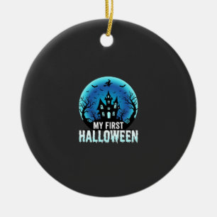 My First Halloween Spooky Haunted House Design_1 Ceramic Ornament