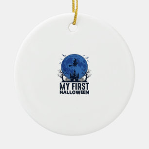 My First Halloween Vintage Engraving Kids Design_1 Ceramic Ornament
