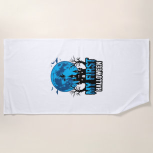 My First Halloween Vintage Haunted Castle Baby Shi Beach Towel