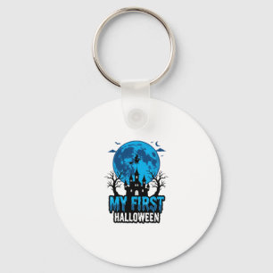 My First Halloween Vintage Haunted Castle Baby Shi Keychain