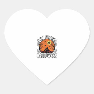 My First Halloween Vintage Toddler Shirt Design_1 Heart Sticker