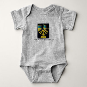 My First Hanukkah Pop Art Menorah Baby Bodysuit