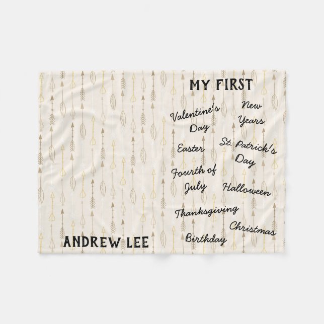 "My First" Holiday Milestone Baby Blanket (Front (Horizontal))