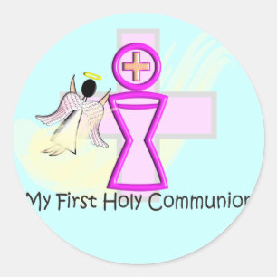 My First Holy Communion Chalice and Angel Classic Round Sticker