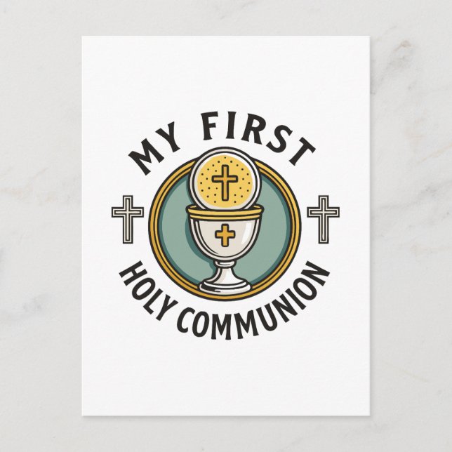 My First Holy Communion Eucharist 1st Christian  Holiday Postcard (Front)