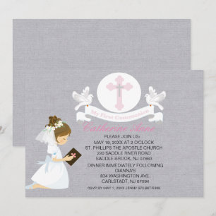 My First Holy Communion Girl Kneeling Invitation