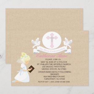 My First Holy Communion Girl Kneeling Invitation