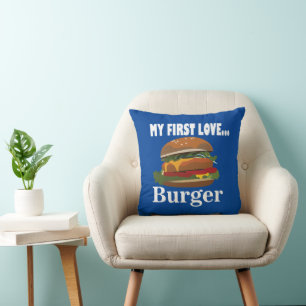 My First Love Burger Throw Pillow