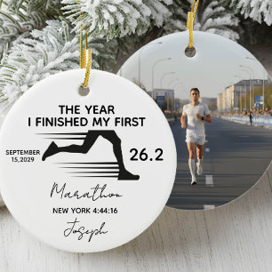 My First Marathon 26.2 Custom Name & Photo Ceramic Ornament