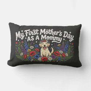 My First Mother's Day as a Dog Mommy Golden Retrie Lumbar Pillow
