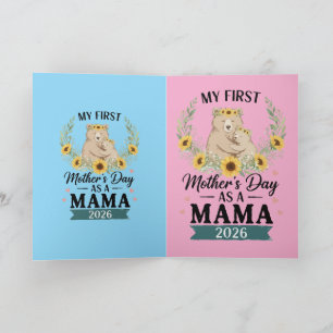 My First Mother's Day as a Mama 2026 Bear Sunflowe Card