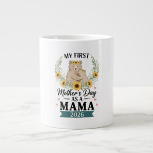 My First Mother's Day as a Mama 2026 Bear Sunflowe Large Coffee Mug