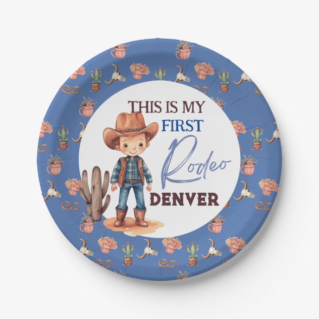 My first Rodeo Birthday Party 1st Western  Paper Plate (Front)