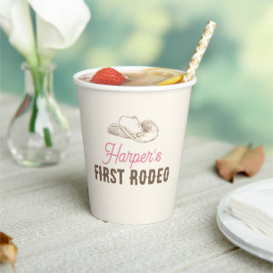 My First Rodeo Birthday Personalized Pink Girl Paper Cups