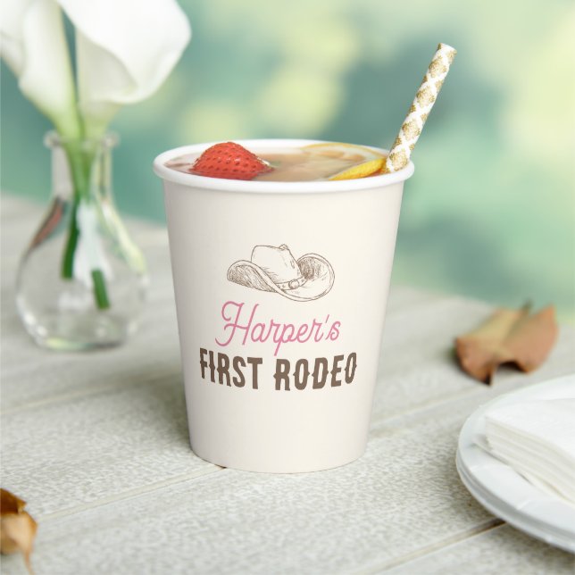 My First Rodeo Birthday Personalized Pink Girl Paper Cups (Insitu)
