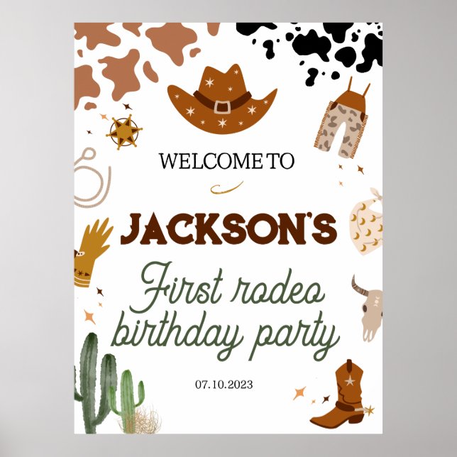 My FIRST RODEO Birthday Welcome Foam Boards Poster (Front)