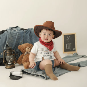 My First Rodeo Cowboy 1st Birthday Blue Baby T-Shirt