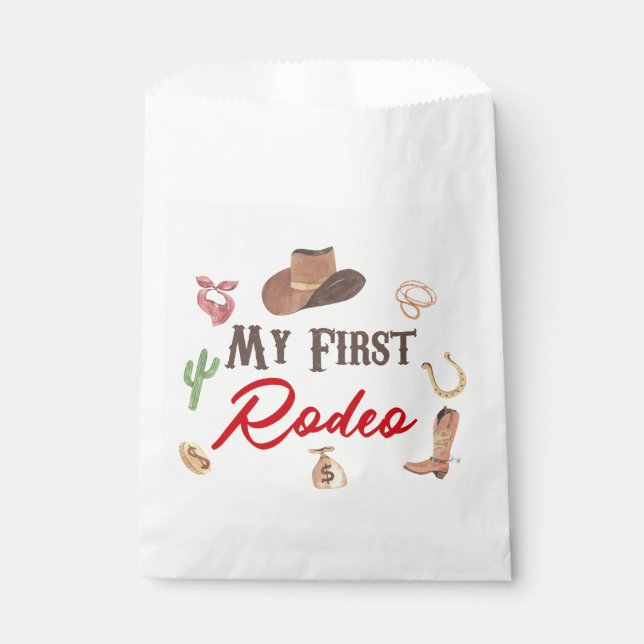 My First Rodeo Cowboy 1st First Birthday Favour Bag (Front)
