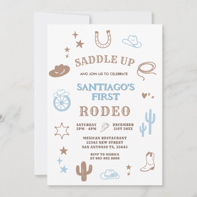 My First Rodeo Cowboy Birthday Invitation (Front)