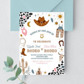 My First Rodeo Joint Cowboy Southwestern Birthday Invitation