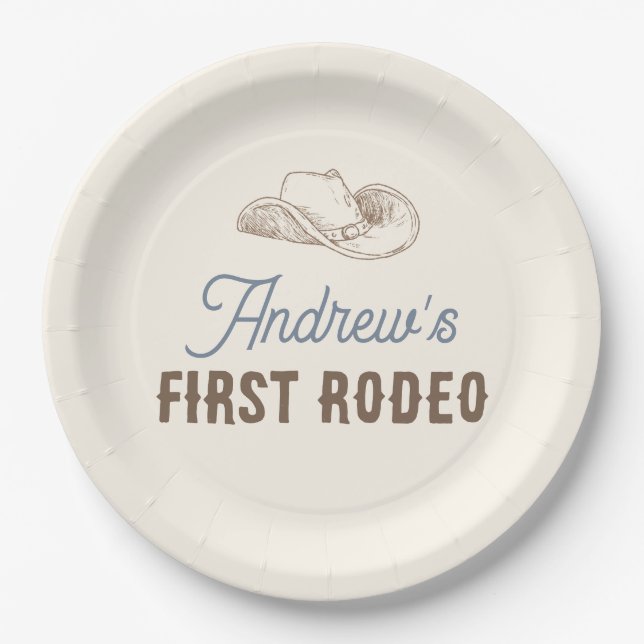 My First Rodeo Personalized Birthday Paper Plate (Front)