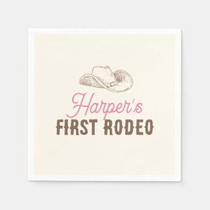 My First Rodeo Personalized Pink Cowgirl Birthday Napkin