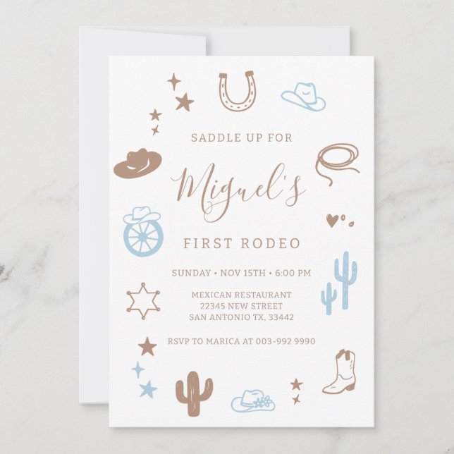 My First Rodeo Southern Cowboy Birthday Invitation (Devant)