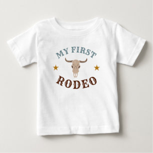 My First Rodeo Western Cowboy 1st Birthday Blue Baby T-Shirt