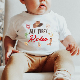 My First Rodeo Western Cowboy 1st First Birthday Baby T-Shirt