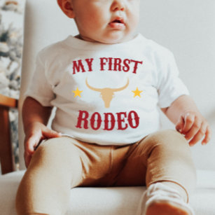 My First Rodeo Western Cowboy 1st First Birthday Baby T-Shirt