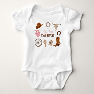 My First Rodeo Western Cowgirl First Birthday Pink Baby Bodysuit