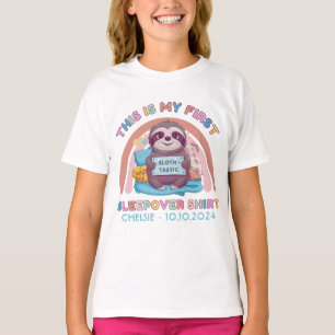 My First sleepover shirt cute sloth personalized