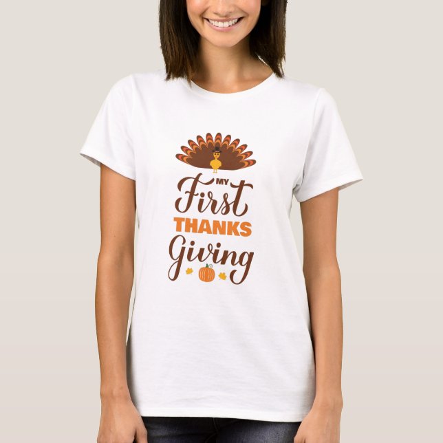 My First  Thanksgiving. Baby 1st Thanksgiving T-Shirt (Front)
