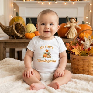 My First Thanksgiving Baby Bodysuit Pumpkins