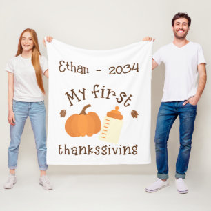 My First Thanksgiving Baby – Personalized Keepsake Fleece Blanket