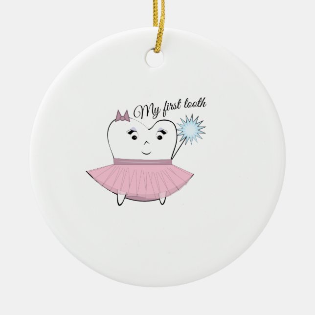 My First Tooth Ceramic Ornament (Front)
